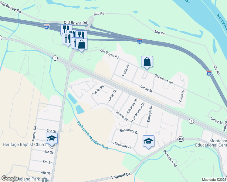 map of restaurants, bars, coffee shops, grocery stores, and more near 1723 Ulster Drive in Alexandria