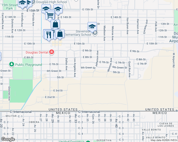 map of restaurants, bars, coffee shops, grocery stores, and more near 2100-2298 4th Street in Douglas