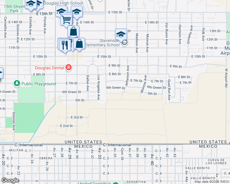 map of restaurants, bars, coffee shops, grocery stores, and more near 2100-2298 4th Street in Douglas