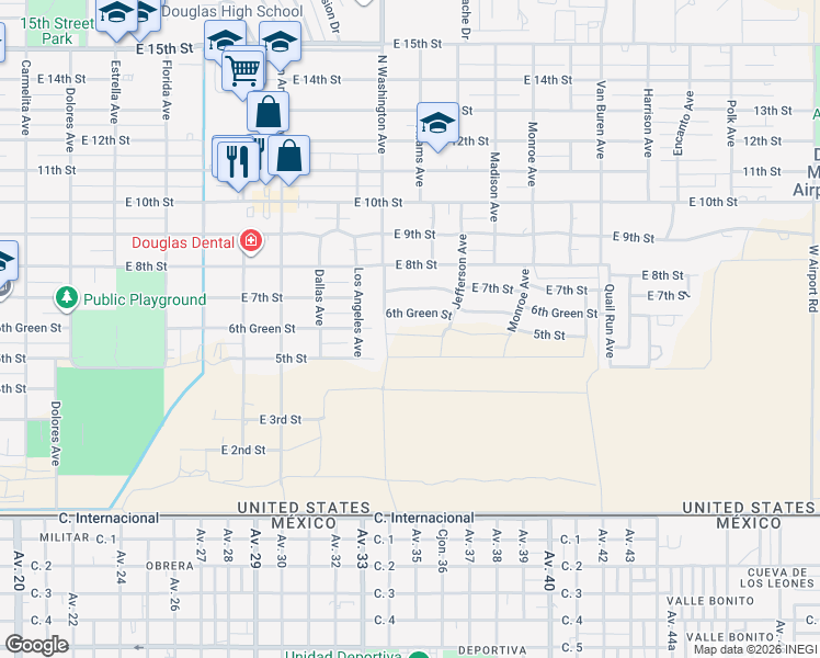 map of restaurants, bars, coffee shops, grocery stores, and more near 2100-2298 4th Street in Douglas