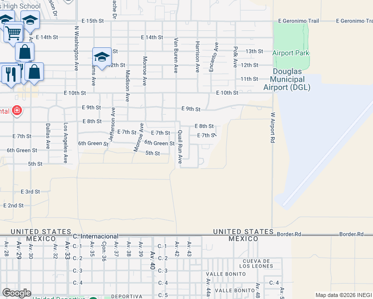 map of restaurants, bars, coffee shops, grocery stores, and more near 600 Quail Run in Douglas