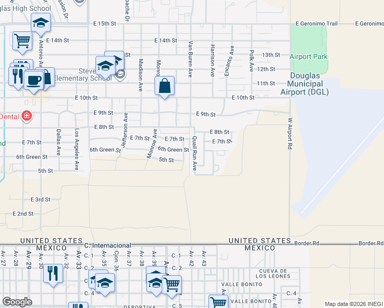 map of restaurants, bars, coffee shops, grocery stores, and more near 600 Quail Run in Douglas
