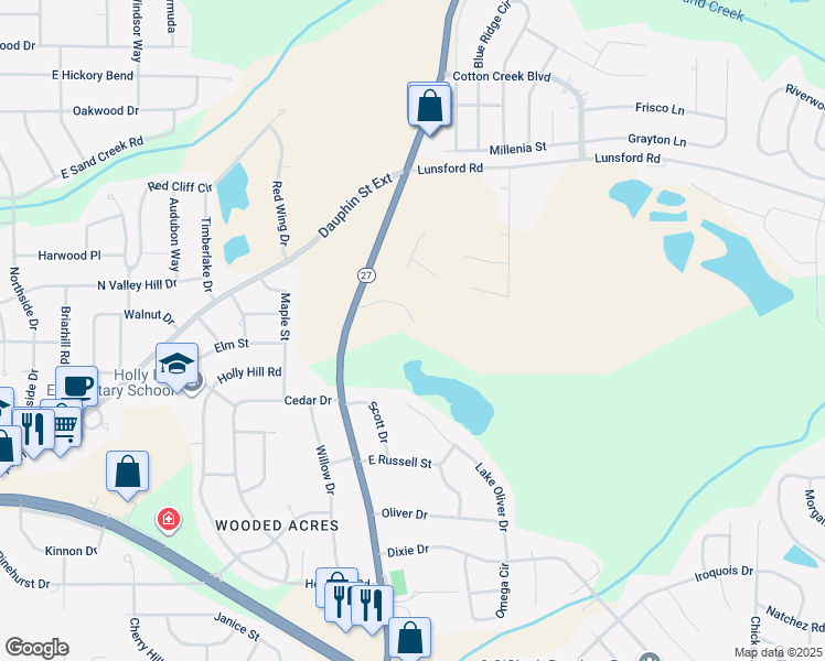 map of restaurants, bars, coffee shops, grocery stores, and more near 1250 Ozark Highway in Enterprise