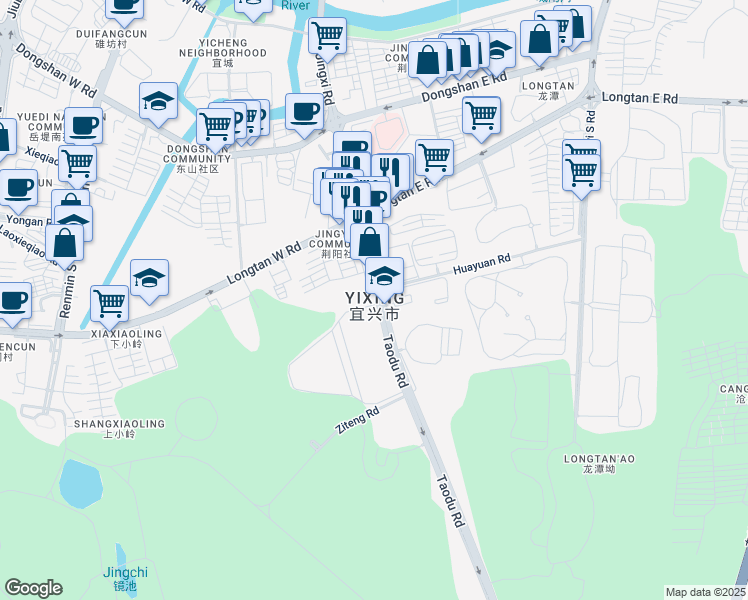 map of restaurants, bars, coffee shops, grocery stores, and more near in Wuxi