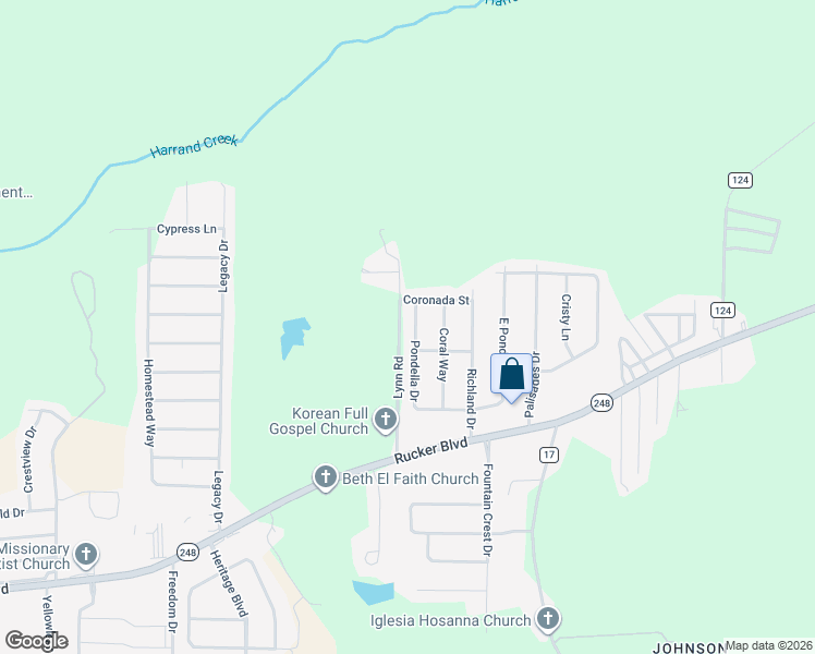map of restaurants, bars, coffee shops, grocery stores, and more near 307 Pondella Drive in Enterprise