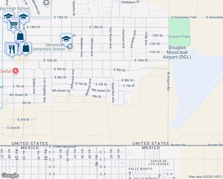 map of restaurants, bars, coffee shops, grocery stores, and more near 600 Quail Run in Douglas