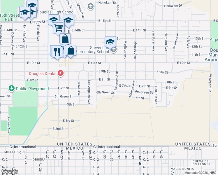 map of restaurants, bars, coffee shops, grocery stores, and more near 2118 6th Green Street in Douglas