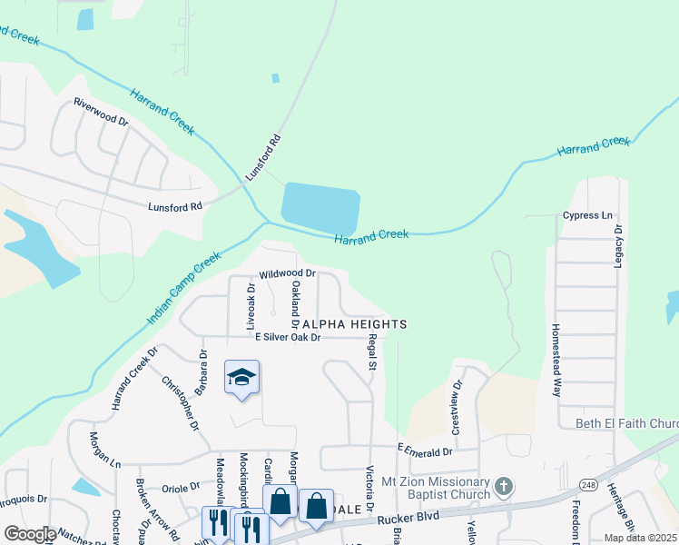 map of restaurants, bars, coffee shops, grocery stores, and more near 607 Wildwood Drive in Enterprise