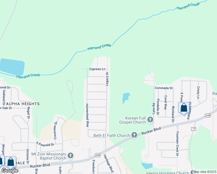 map of restaurants, bars, coffee shops, grocery stores, and more near 706 Legacy Drive in Enterprise