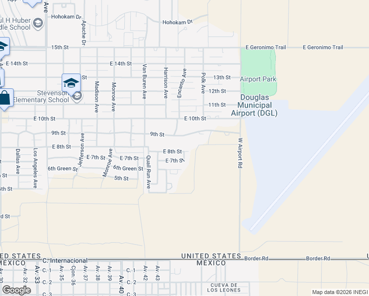 map of restaurants, bars, coffee shops, grocery stores, and more near 2450 East 8th Street in Douglas