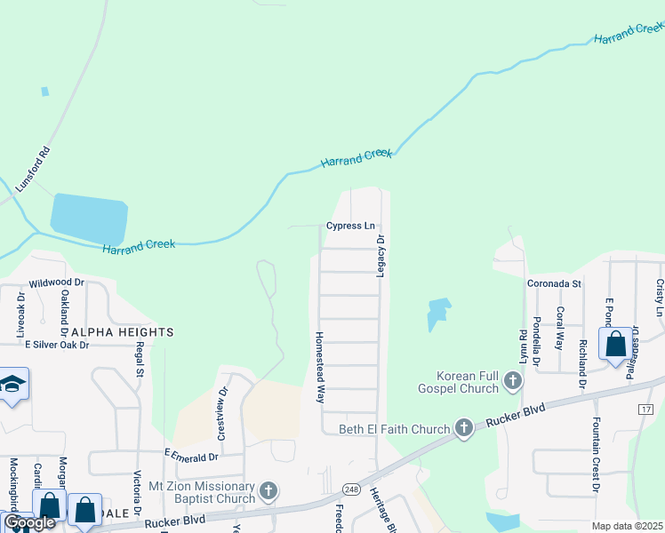 map of restaurants, bars, coffee shops, grocery stores, and more near 122 New Harvest Drive in Enterprise