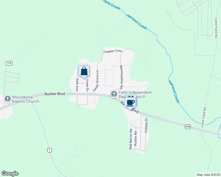 map of restaurants, bars, coffee shops, grocery stores, and more near 108 Eagle Bend Road in Enterprise