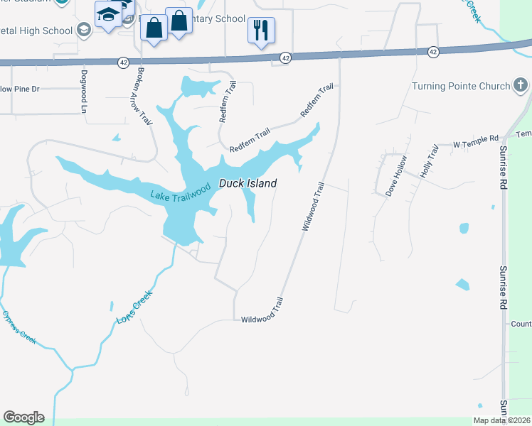 map of restaurants, bars, coffee shops, grocery stores, and more near 141 Cherry Oak Trail in Petal