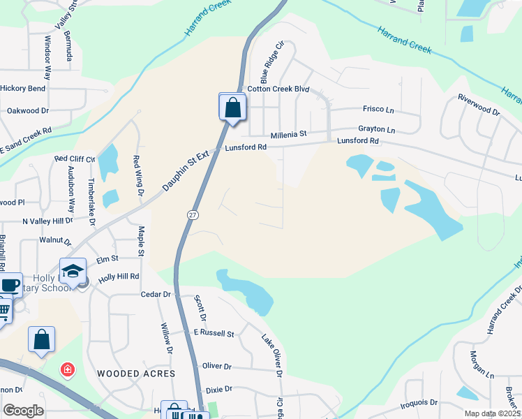 map of restaurants, bars, coffee shops, grocery stores, and more near 2820 Lunsford Road in Enterprise