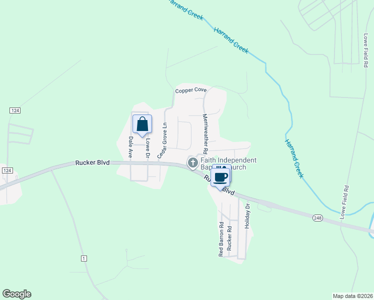 map of restaurants, bars, coffee shops, grocery stores, and more near 110 Eagle Bend Road in Enterprise