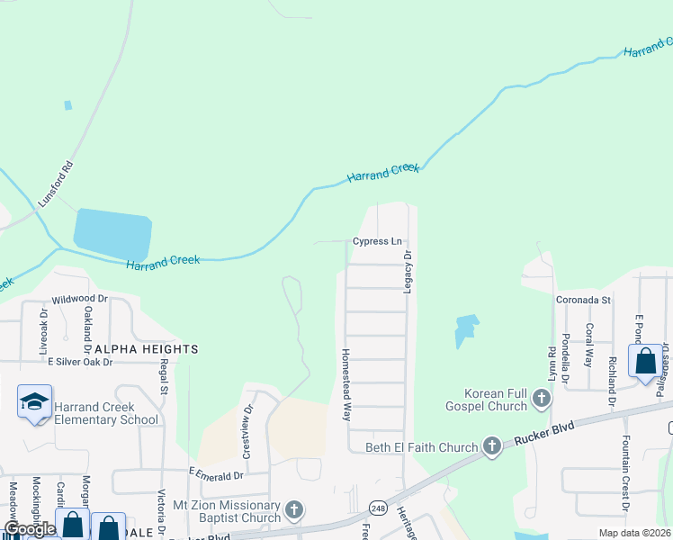map of restaurants, bars, coffee shops, grocery stores, and more near 122 New Harvest Drive in Enterprise