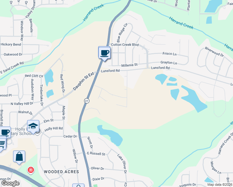 map of restaurants, bars, coffee shops, grocery stores, and more near 413 Millenia Street in Enterprise