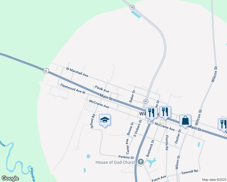map of restaurants, bars, coffee shops, grocery stores, and more near 361 West Marshall Avenue in Willacoochee