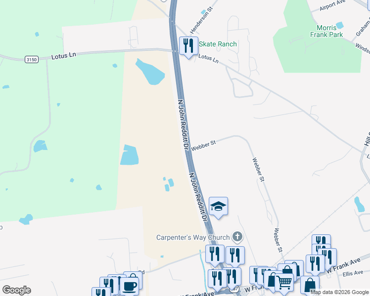 map of restaurants, bars, coffee shops, grocery stores, and more near 1015 North John Redditt Drive in Lufkin
