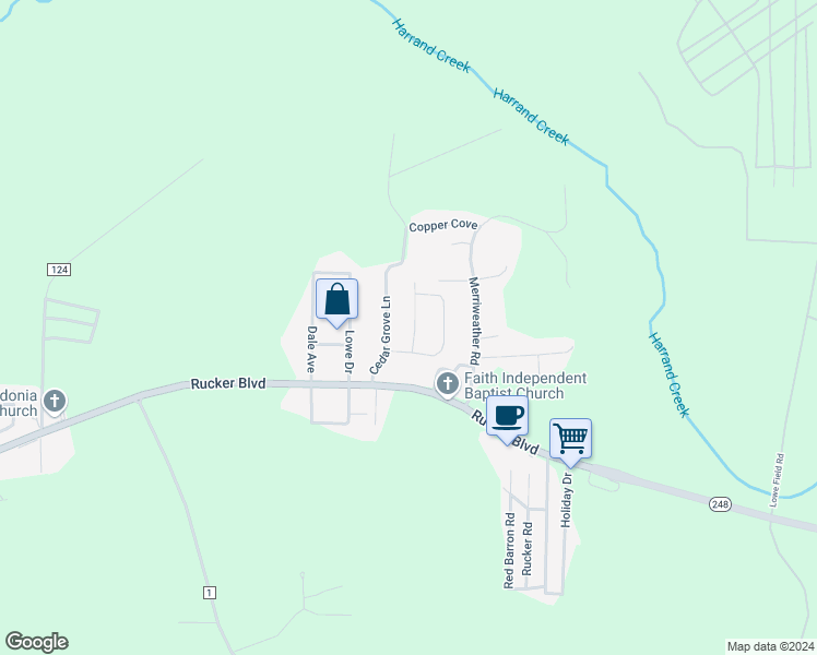 map of restaurants, bars, coffee shops, grocery stores, and more near 59 Foxchase Drive in Enterprise