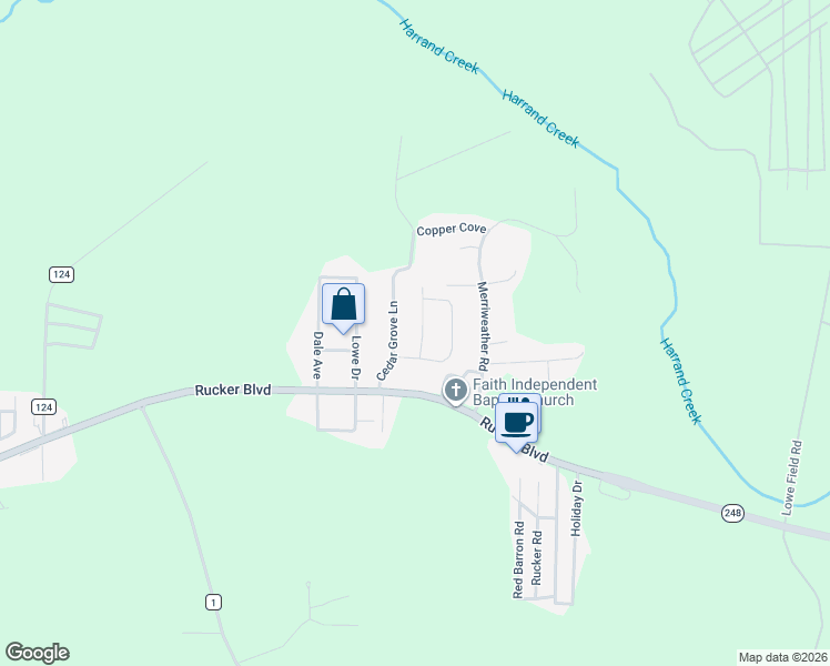 map of restaurants, bars, coffee shops, grocery stores, and more near 74 Foxchase Drive in Enterprise