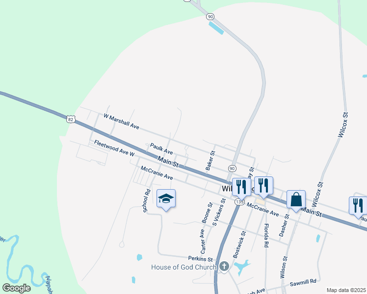 map of restaurants, bars, coffee shops, grocery stores, and more near 361 West Marshall Avenue in Willacoochee
