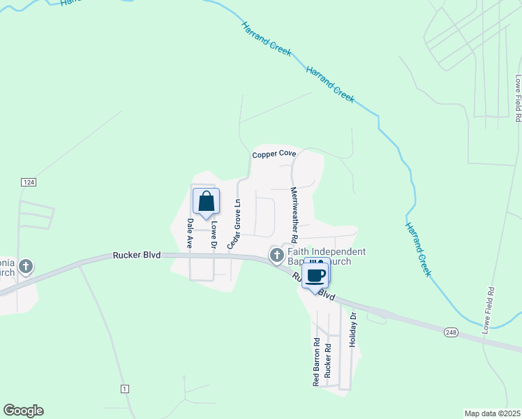 map of restaurants, bars, coffee shops, grocery stores, and more near 94 Foxchase Drive in Enterprise