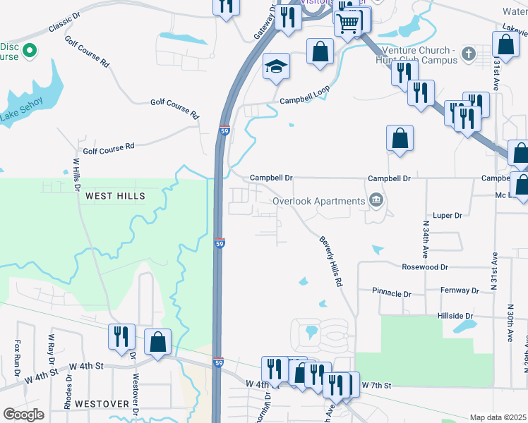 map of restaurants, bars, coffee shops, grocery stores, and more near 109 Shemper Drive in Hattiesburg