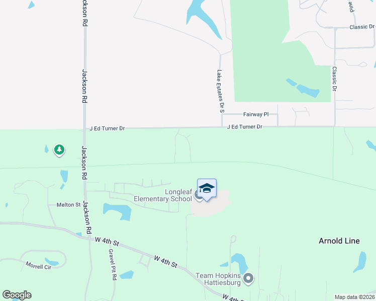 map of restaurants, bars, coffee shops, grocery stores, and more near Augusta Court East in Hattiesburg