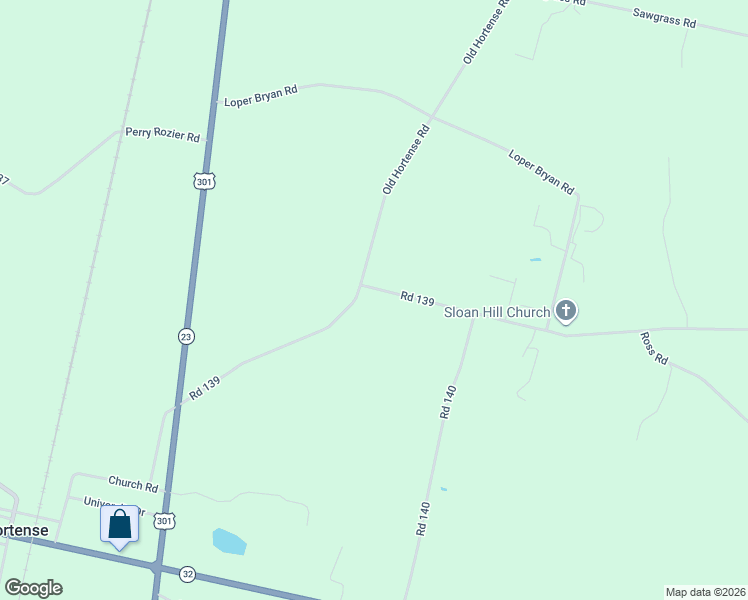 map of restaurants, bars, coffee shops, grocery stores, and more near 752 Old Hortense Road in Hortense