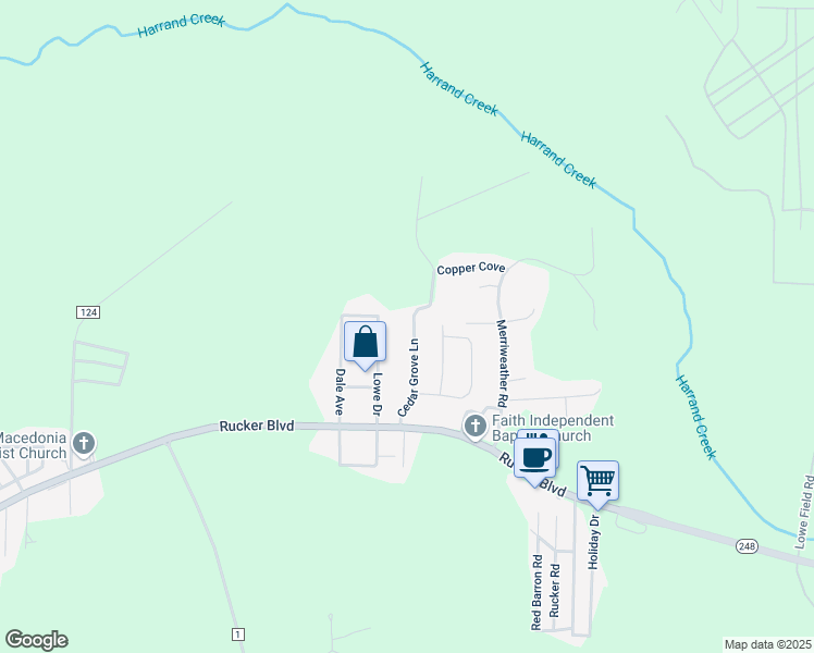 map of restaurants, bars, coffee shops, grocery stores, and more near 277 Cedar Grove Lane in Enterprise