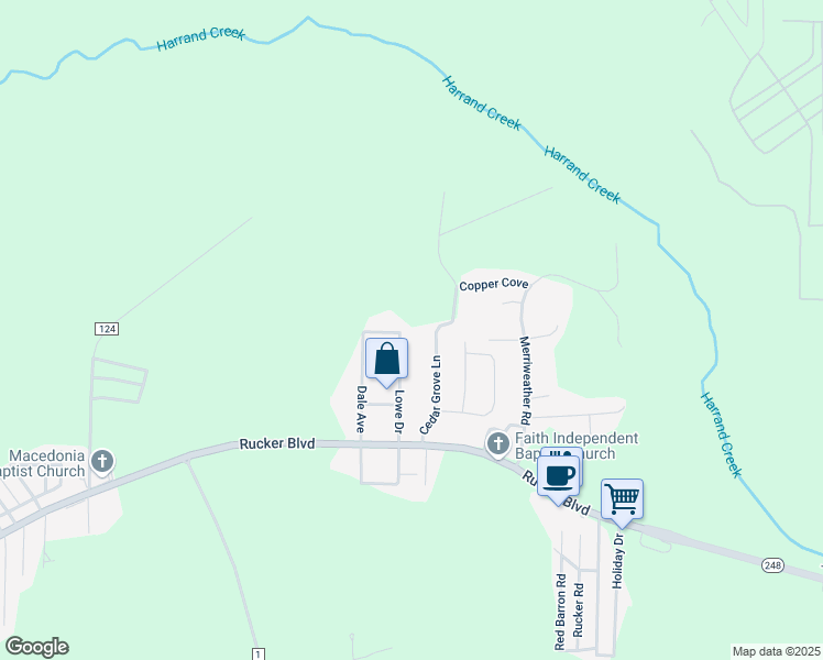 map of restaurants, bars, coffee shops, grocery stores, and more near 277 Cedar Grove Lane in Enterprise