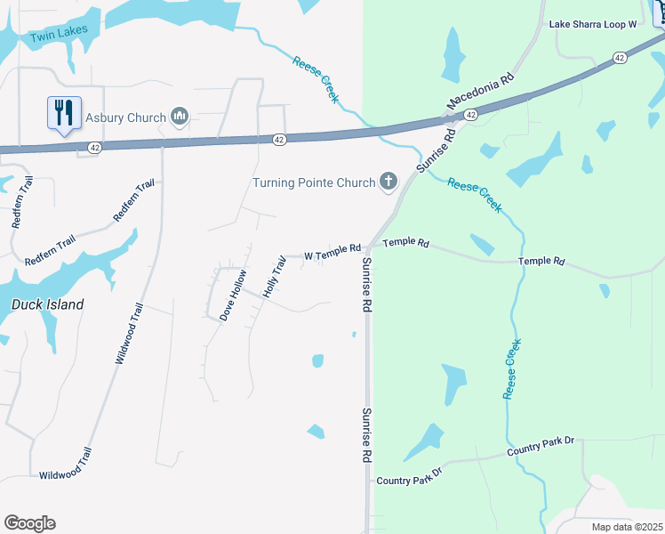 map of restaurants, bars, coffee shops, grocery stores, and more near 24 West Temple Road in Petal
