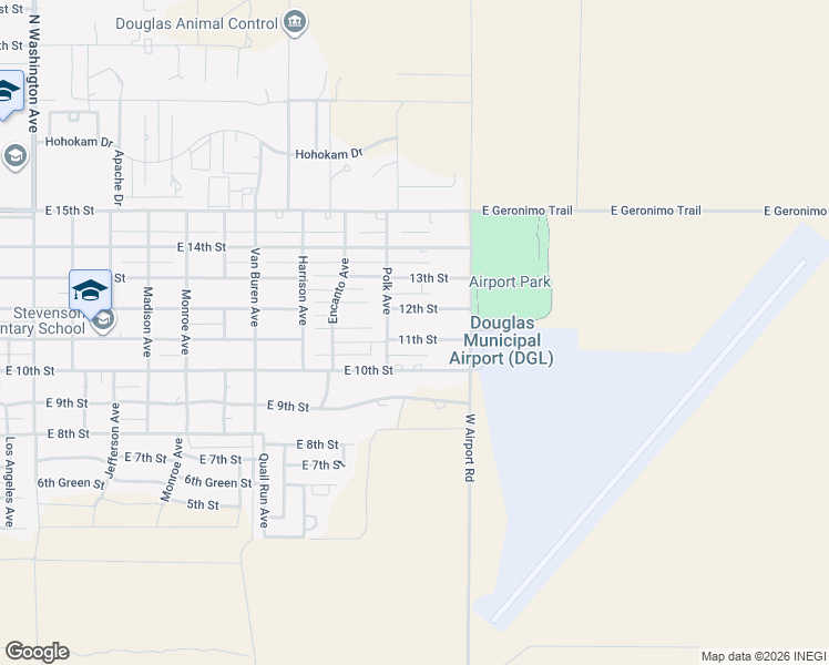 map of restaurants, bars, coffee shops, grocery stores, and more near 3020 11th Street in Douglas