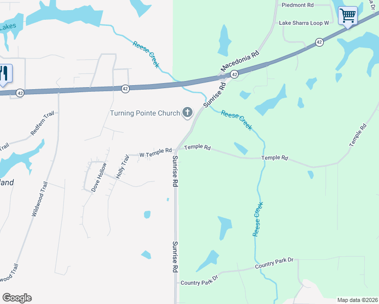 map of restaurants, bars, coffee shops, grocery stores, and more near 10 Temple Road in Petal