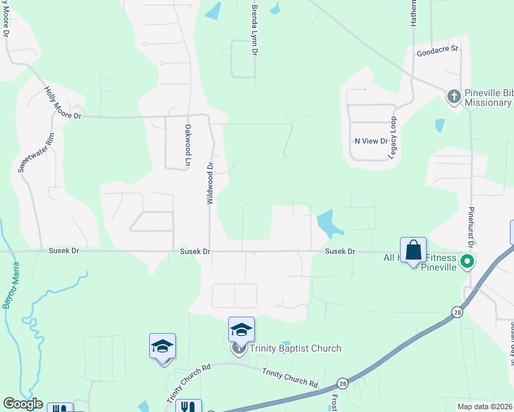 map of restaurants, bars, coffee shops, grocery stores, and more near 111 Mabry Drive in Pineville