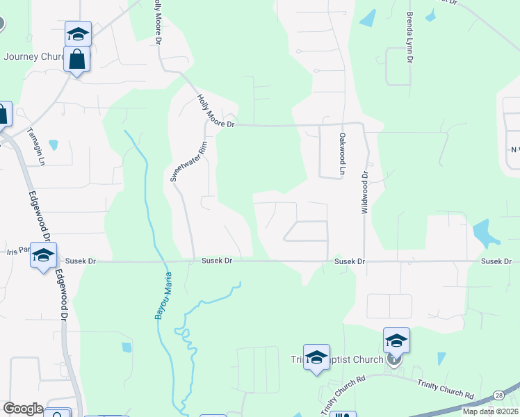 map of restaurants, bars, coffee shops, grocery stores, and more near 209 Spring Creek Drive in Pineville