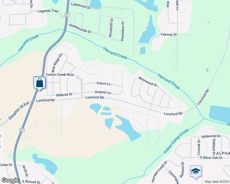 map of restaurants, bars, coffee shops, grocery stores, and more near 127 Grayton Lane in Enterprise