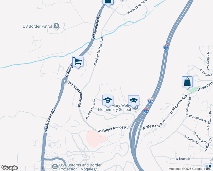 map of restaurants, bars, coffee shops, grocery stores, and more near 826 North Linda Vista Drive in Nogales
