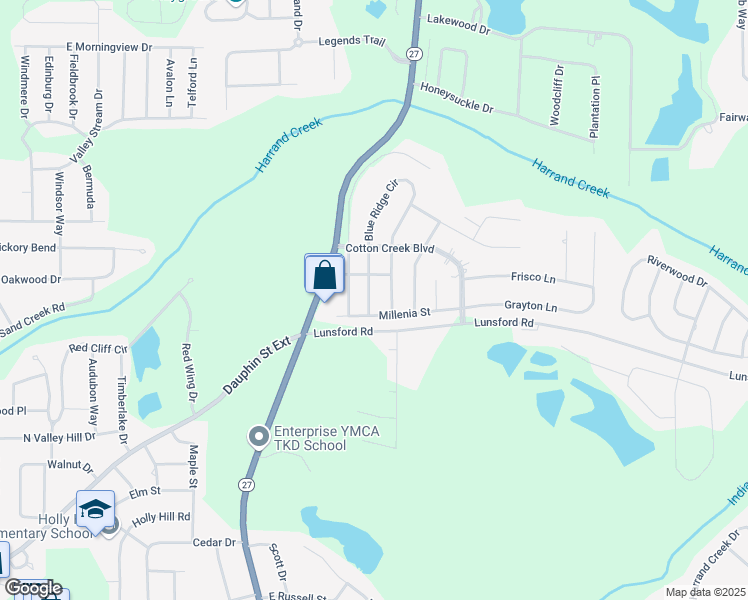 map of restaurants, bars, coffee shops, grocery stores, and more near 121 Cottage Avenue in Enterprise