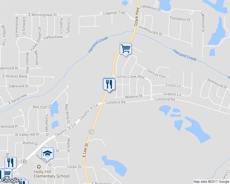 map of restaurants, bars, coffee shops, grocery stores, and more near 122 Whitney Avenue in Enterprise