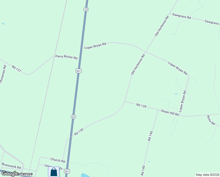 map of restaurants, bars, coffee shops, grocery stores, and more near 821 Old Hortense Road in Hortense