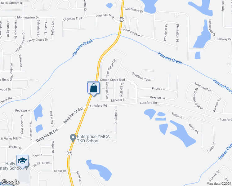 map of restaurants, bars, coffee shops, grocery stores, and more near 105 Welborn Avenue in Enterprise