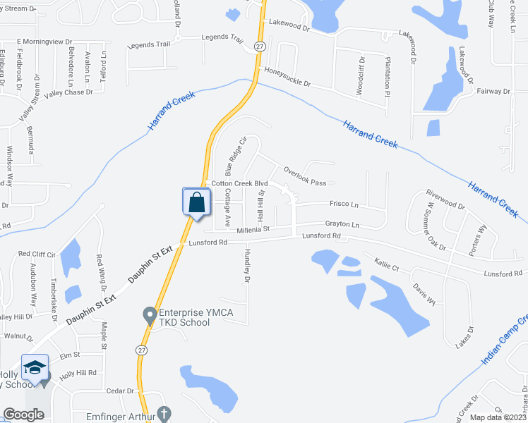 map of restaurants, bars, coffee shops, grocery stores, and more near 111 Hall Hill Street in Enterprise