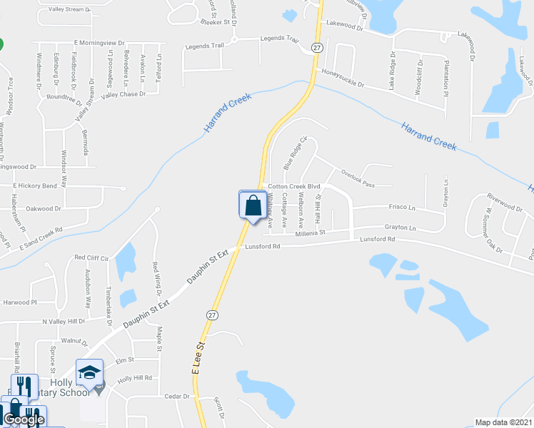 map of restaurants, bars, coffee shops, grocery stores, and more near 110 Whitney Avenue in Enterprise