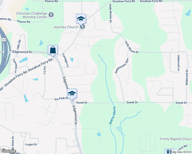 map of restaurants, bars, coffee shops, grocery stores, and more near 145 Ivy Lane in Pineville