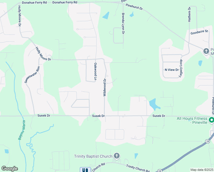 map of restaurants, bars, coffee shops, grocery stores, and more near 156 Wildwood Drive in Pineville