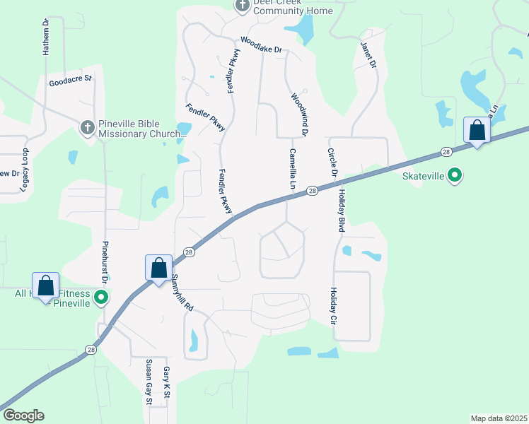 map of restaurants, bars, coffee shops, grocery stores, and more near 5024-5026 Louisiana 28 in Pineville