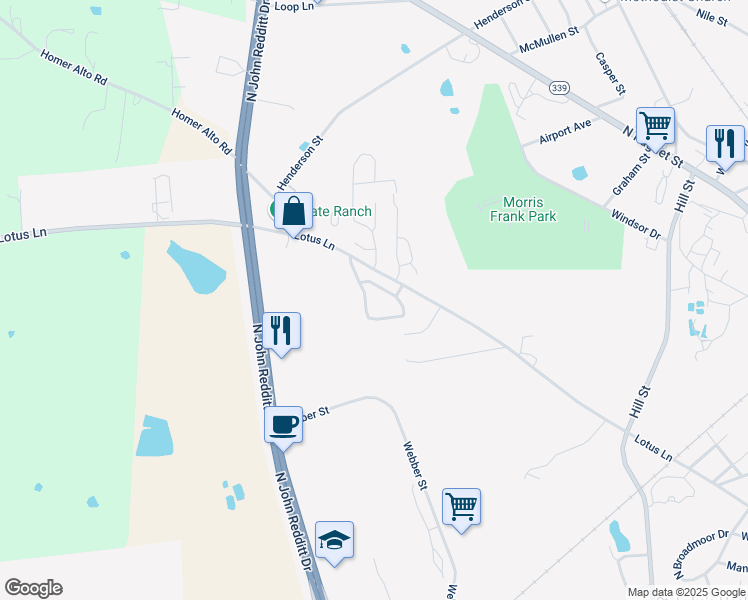 map of restaurants, bars, coffee shops, grocery stores, and more near 5b Herman Brown Circle in Lufkin