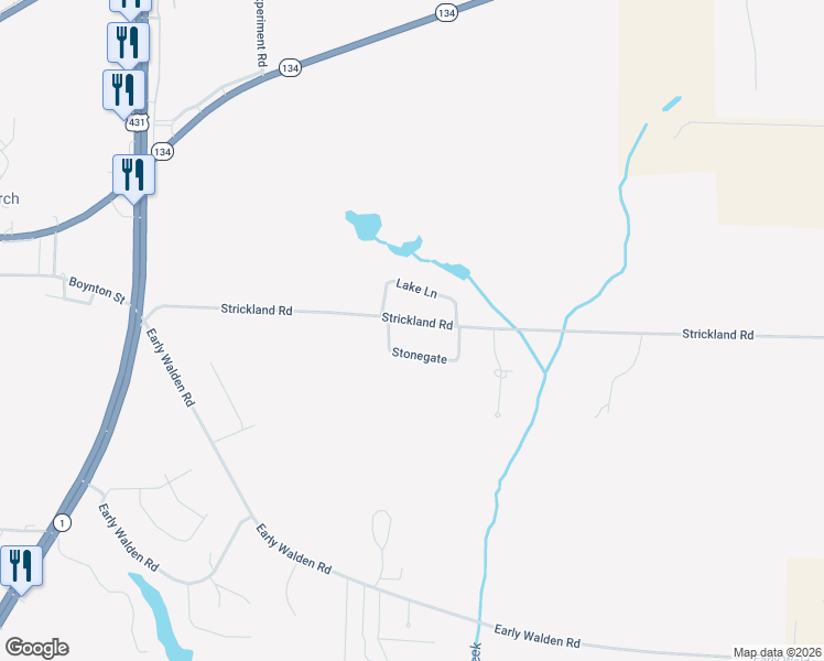 map of restaurants, bars, coffee shops, grocery stores, and more near 714 Strickland Road in Headland